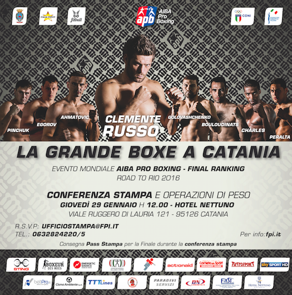 #APBCatania - Giovedì 29 gennaio a Catania Conferenza Stampa di Presentazione della Finalissima 91 Kg tra Russo ed Egorov. In Palio Rio2016