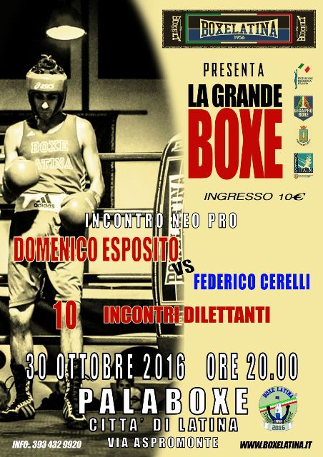 BOXE LATINA, SUL RING IL 30 OTTOBRE