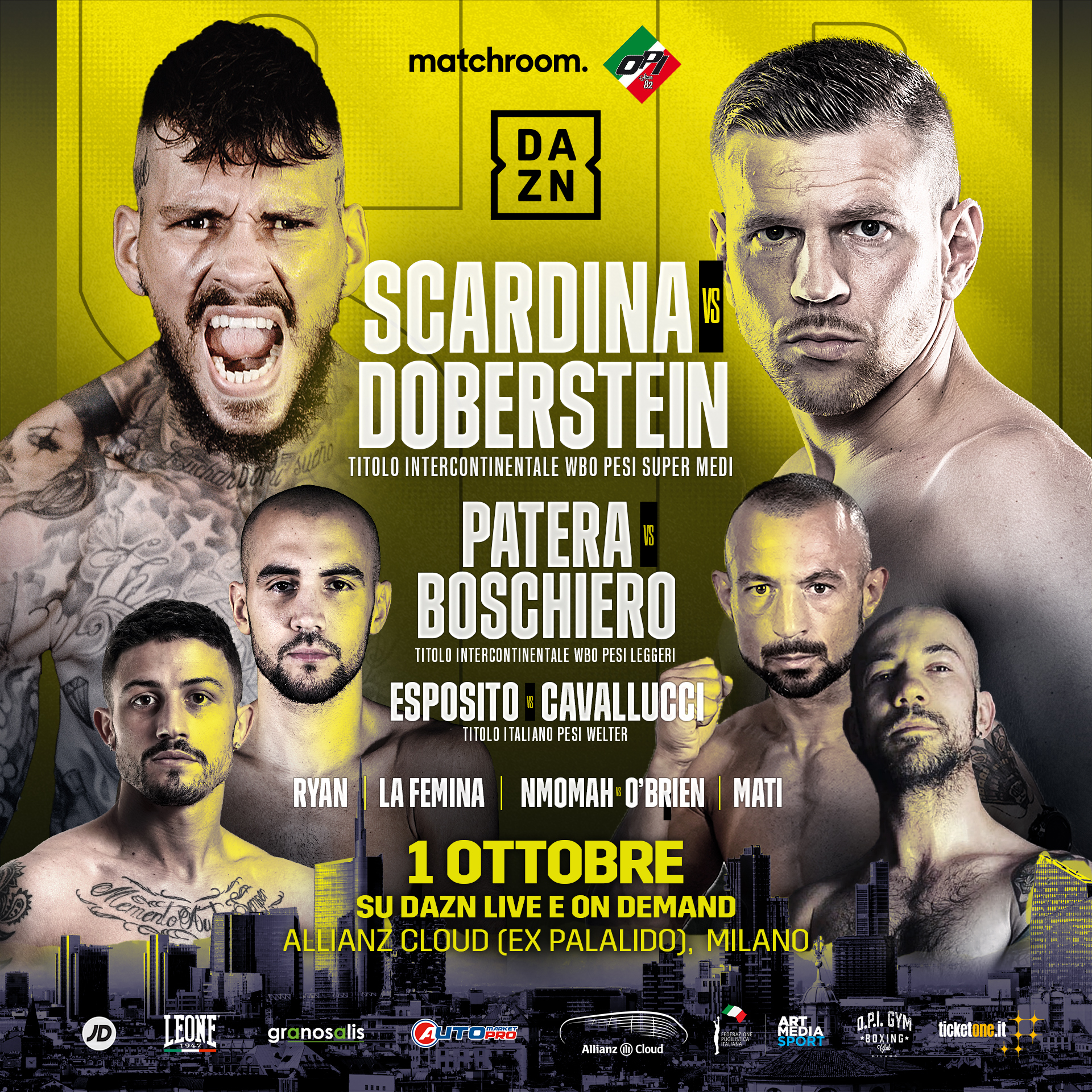 SCARDINA NEL CLOU DI UNA GRANDE NOTTE DI BOXE IL 1 OTTOBRE A MILANO