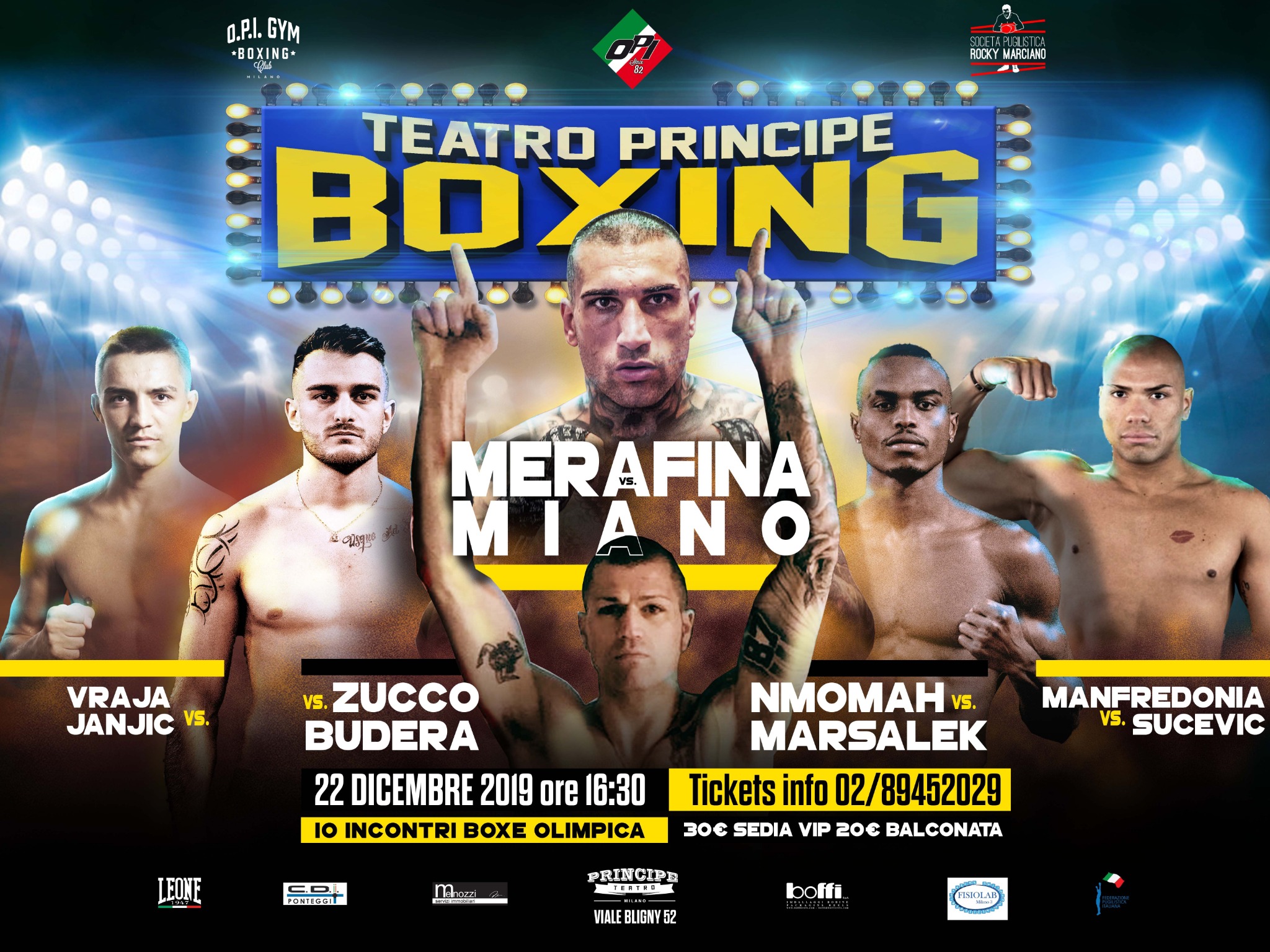 Stasera al Teatro Principe di Milano una Grande Serata di Boxe - DIRETTA STREAMING FACEBOOK 