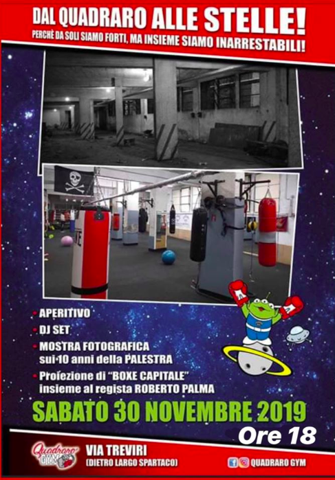 Sabato 30 novembre il decennale della Quadraro Gym 