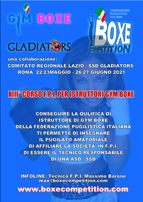 13°CORSO FPI per la qualifica di Istruttore di Gym Boxe – Boxe Competition