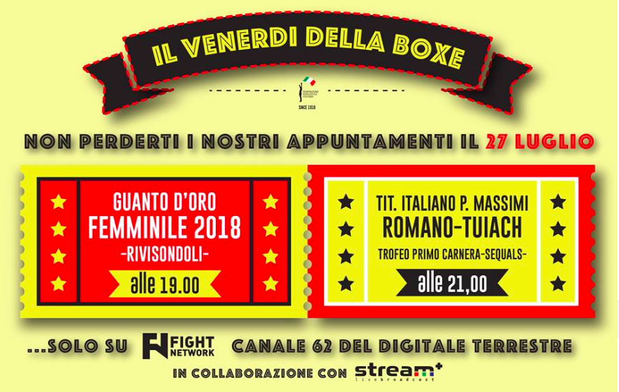 Programmazione Pugilistica Fight Network Italia 27 Luglio 2018