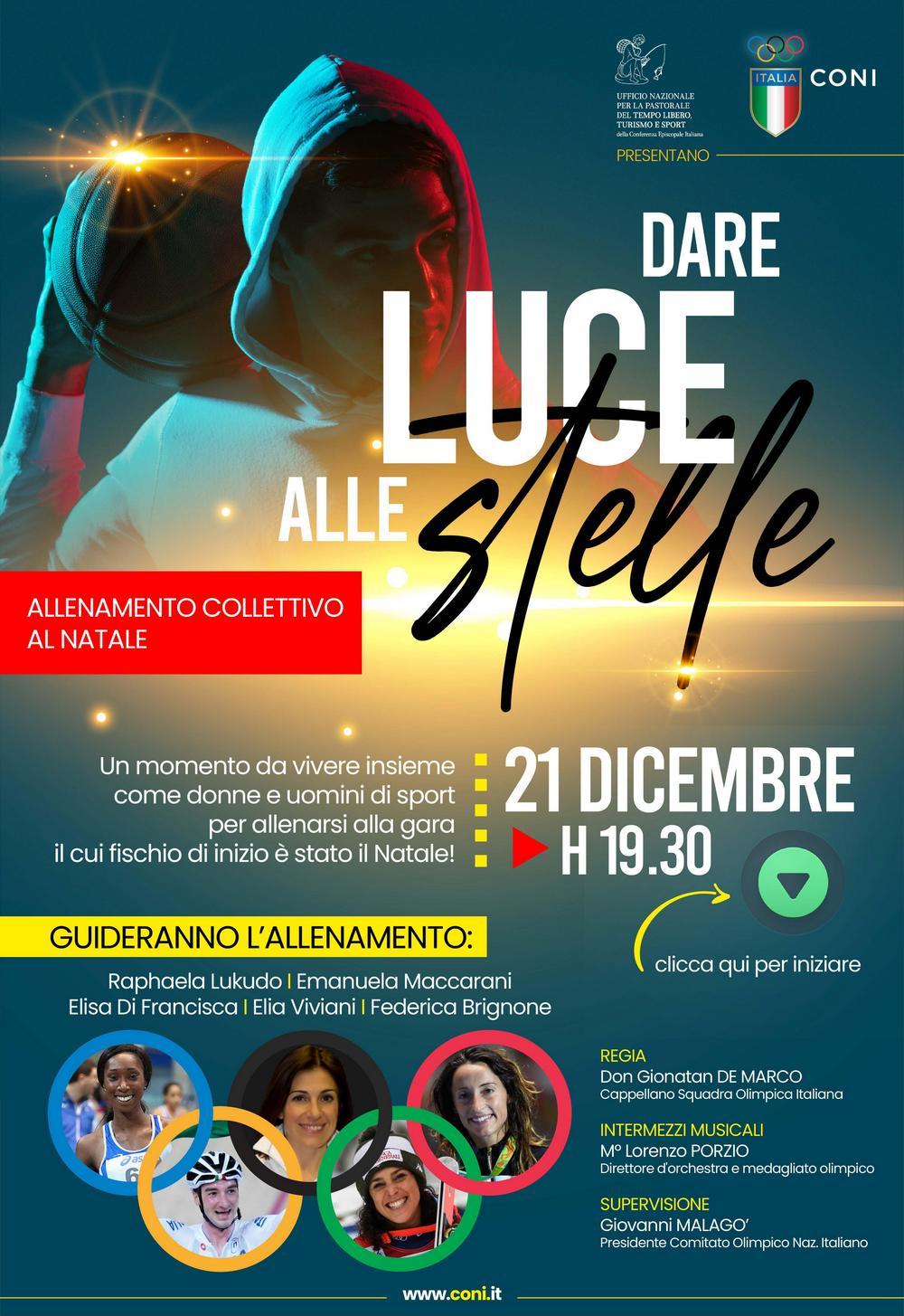 'Dare luce alle Stelle' - lunedì alle 19.30, il Natale degli sportivi in diretta streaming sul sito CONI