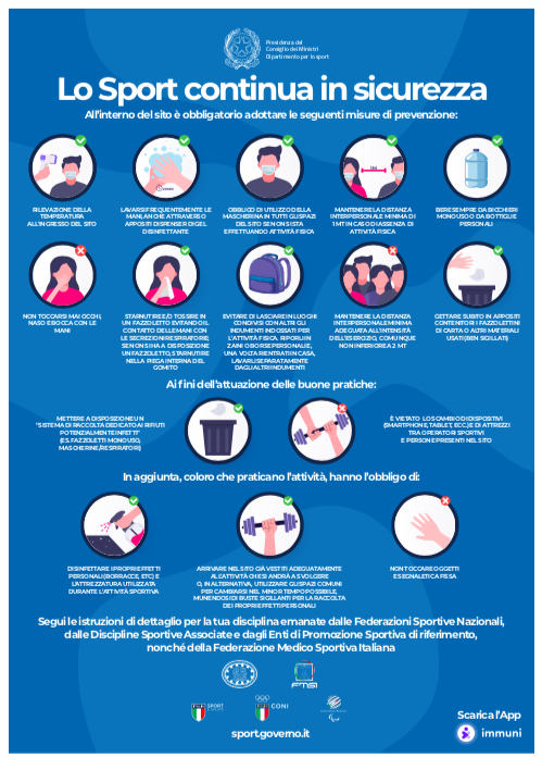 Nuovo protocollo attuativo delle “Linee Guida per l’attività sportiva di base e l’attività motoria in genere”