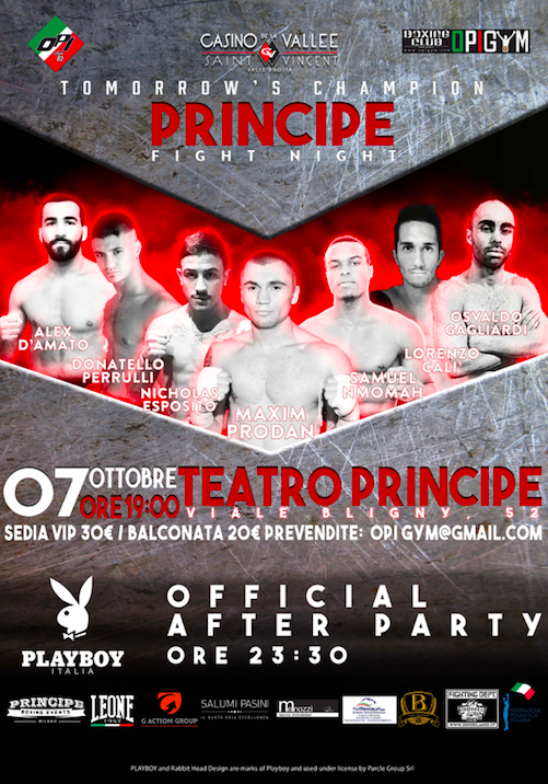 Teatro Principe Grande Boxe il 7 ottobre: nel clou il ritorno sul ring di Maxim Prodan