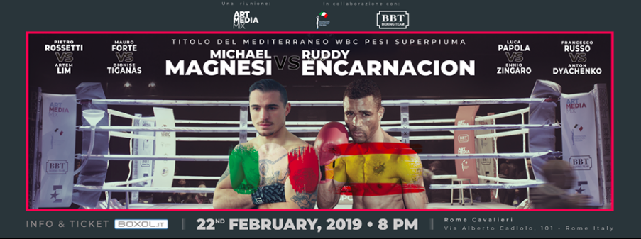 Il prossimo 22 febbraio a Roma Magnesi vs Encarnacion per il Titolo WBC Mediterraneo Superpiuma #ProBoxing