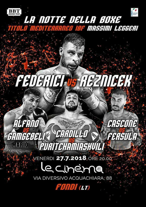 Il 27 Luglio a Fondi Federici vs Reznicek per il Titolo IBF Mediterraneo Cruiser #ProBoxing