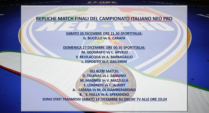 Comunicazione repliche televisive dei match delle Finali del Campionato #LegaProBoxe