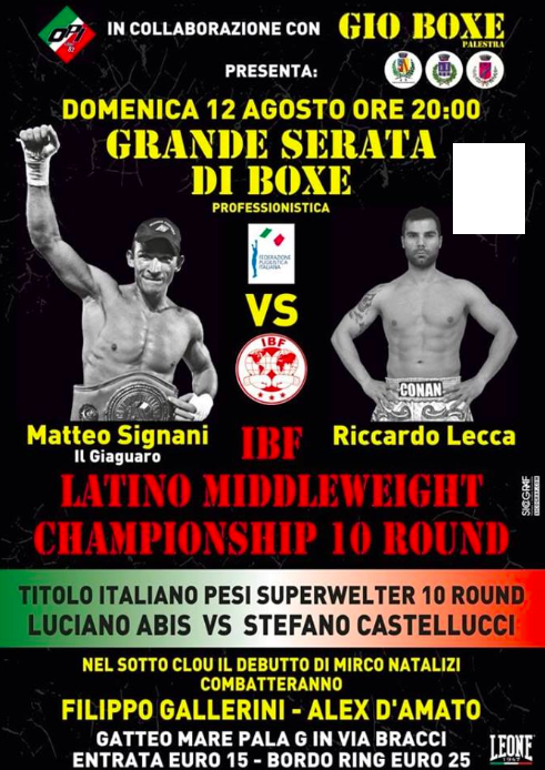 Il Pala G di Gatteo a Mare il 12 Agosto ospiterà una grandissima Serata di Boxe con due Titoli in palio 